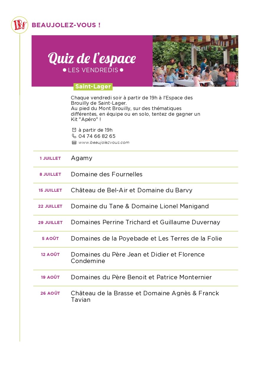 Programme Espace des Brouilly 2022
